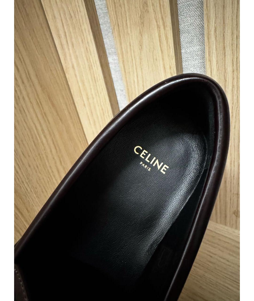 CELINE Бордовые кожаные лоферы, фото 3