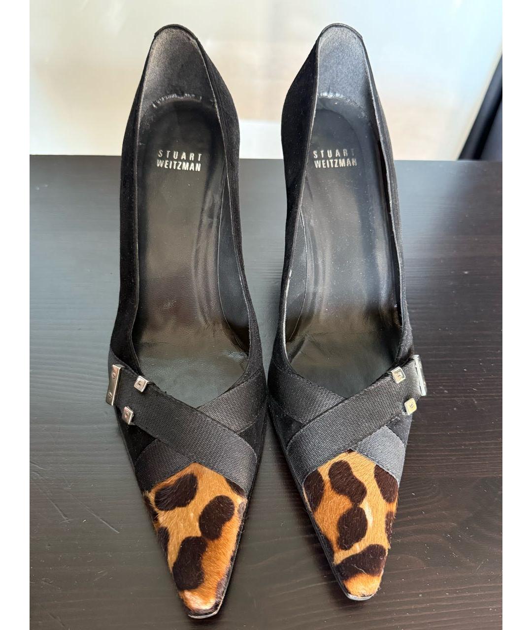 STUART WEITZMAN Черные замшевые лодочки на низком каблуке, фото 3