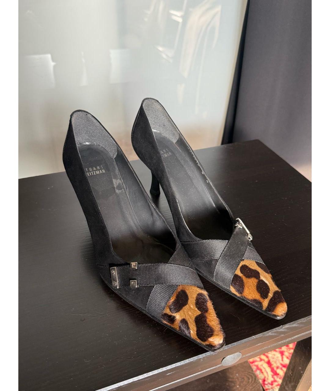 STUART WEITZMAN Черные замшевые лодочки на низком каблуке, фото 2