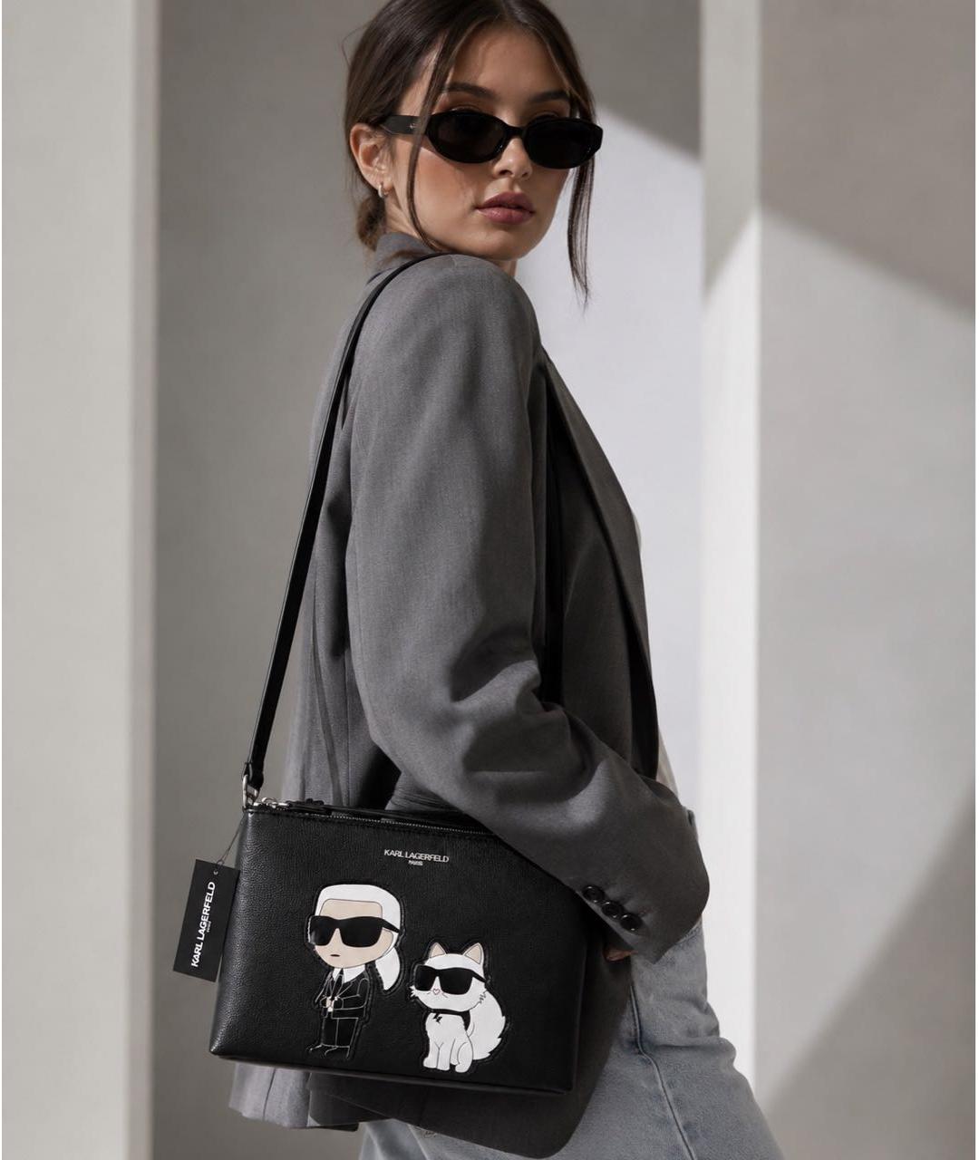 KARL LAGERFELD Черная сумка через плечо из искусственной кожи, фото 6