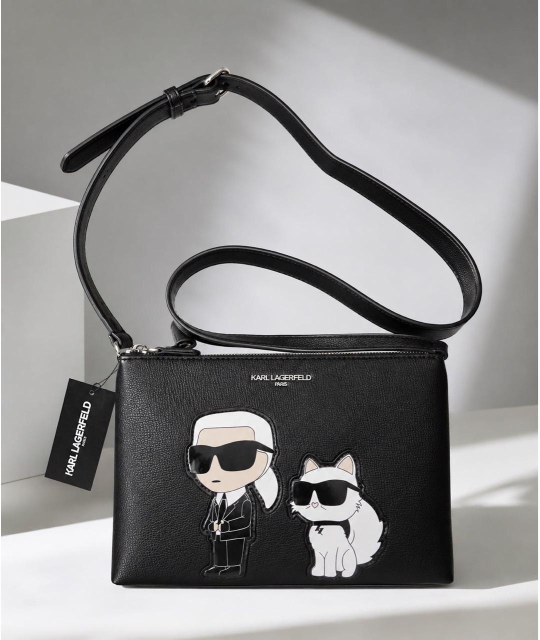 KARL LAGERFELD Черная сумка через плечо из искусственной кожи, фото 7