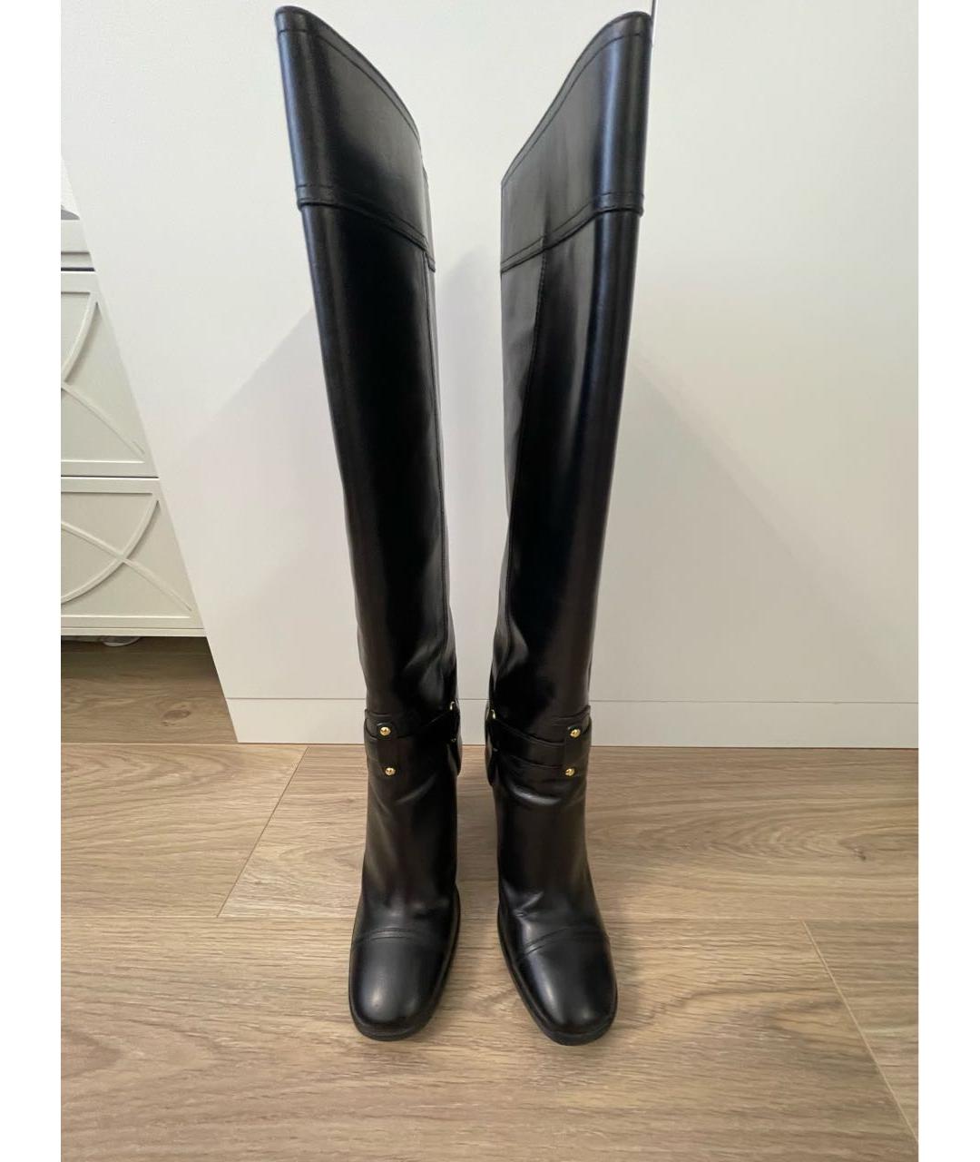SAINT LAURENT Черные кожаные сапоги, фото 3