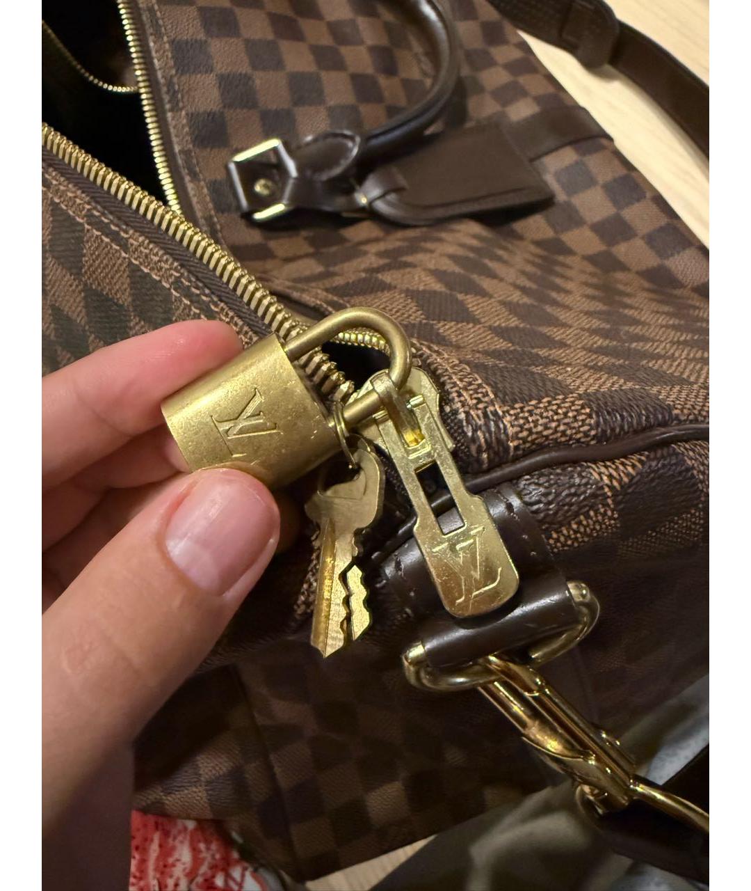 LOUIS VUITTON Коричневая дорожная/спортивная сумка из канвы, фото 5