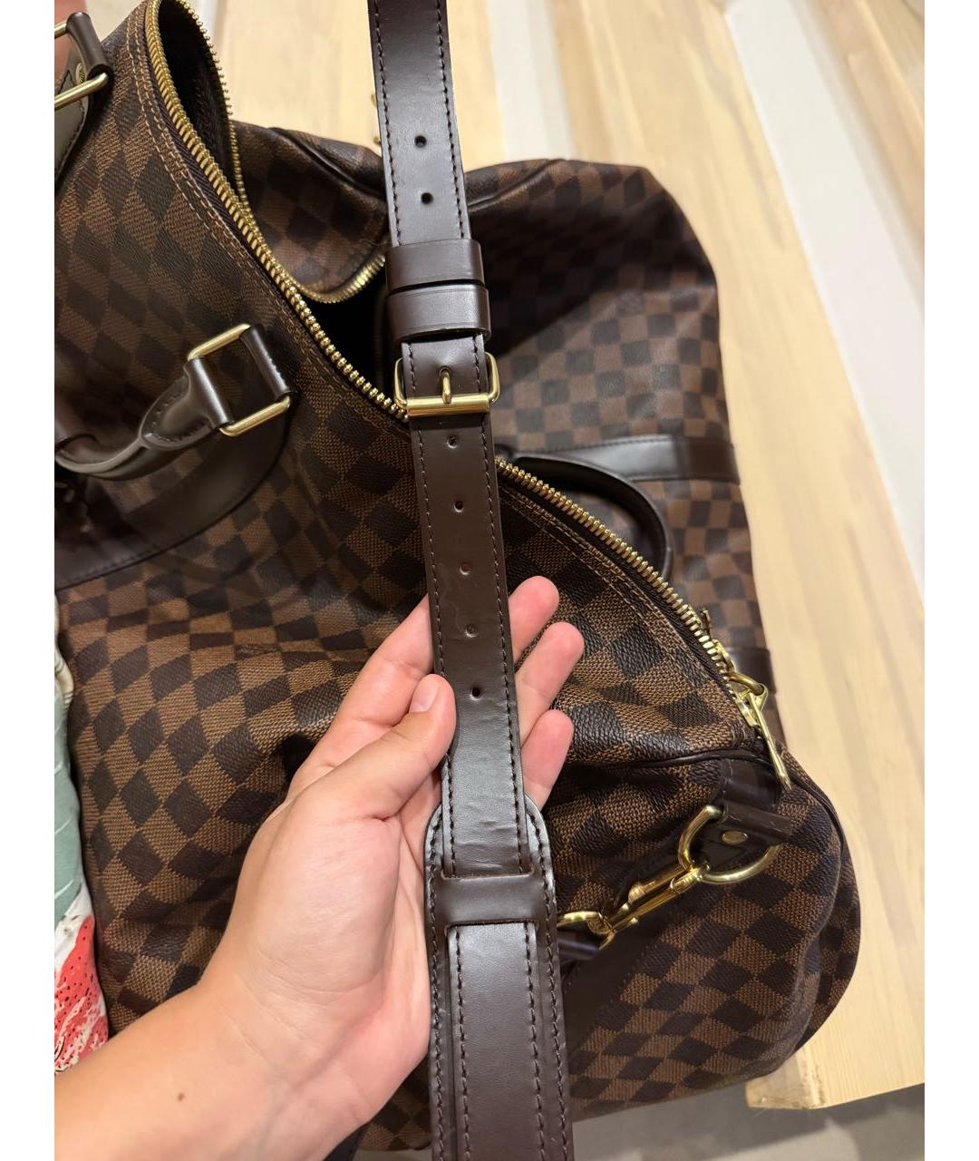 LOUIS VUITTON Коричневая дорожная/спортивная сумка из канвы, фото 7
