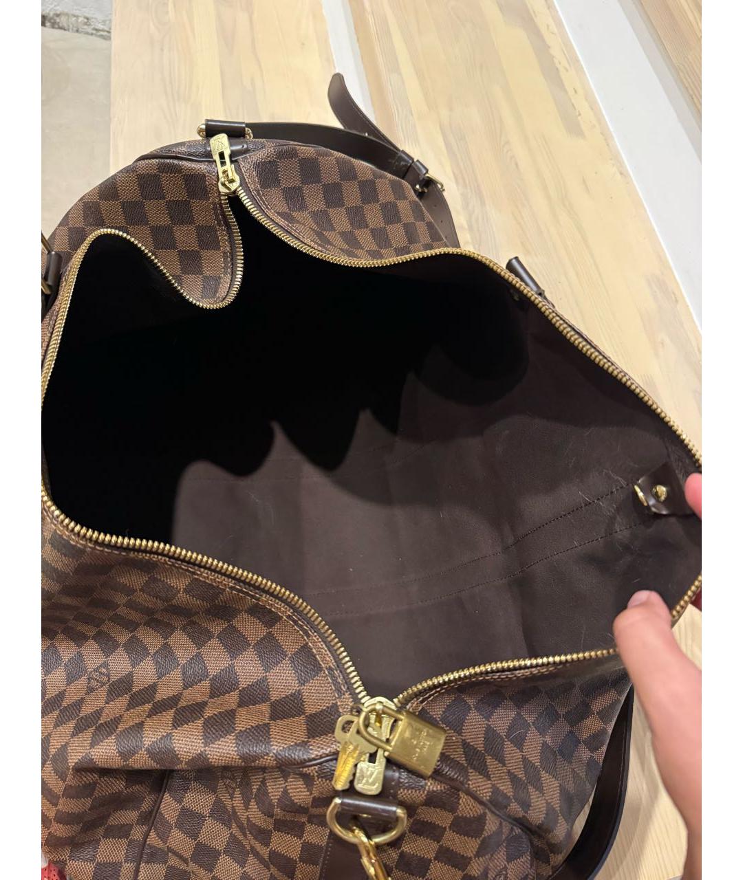 LOUIS VUITTON Коричневая дорожная/спортивная сумка из канвы, фото 4