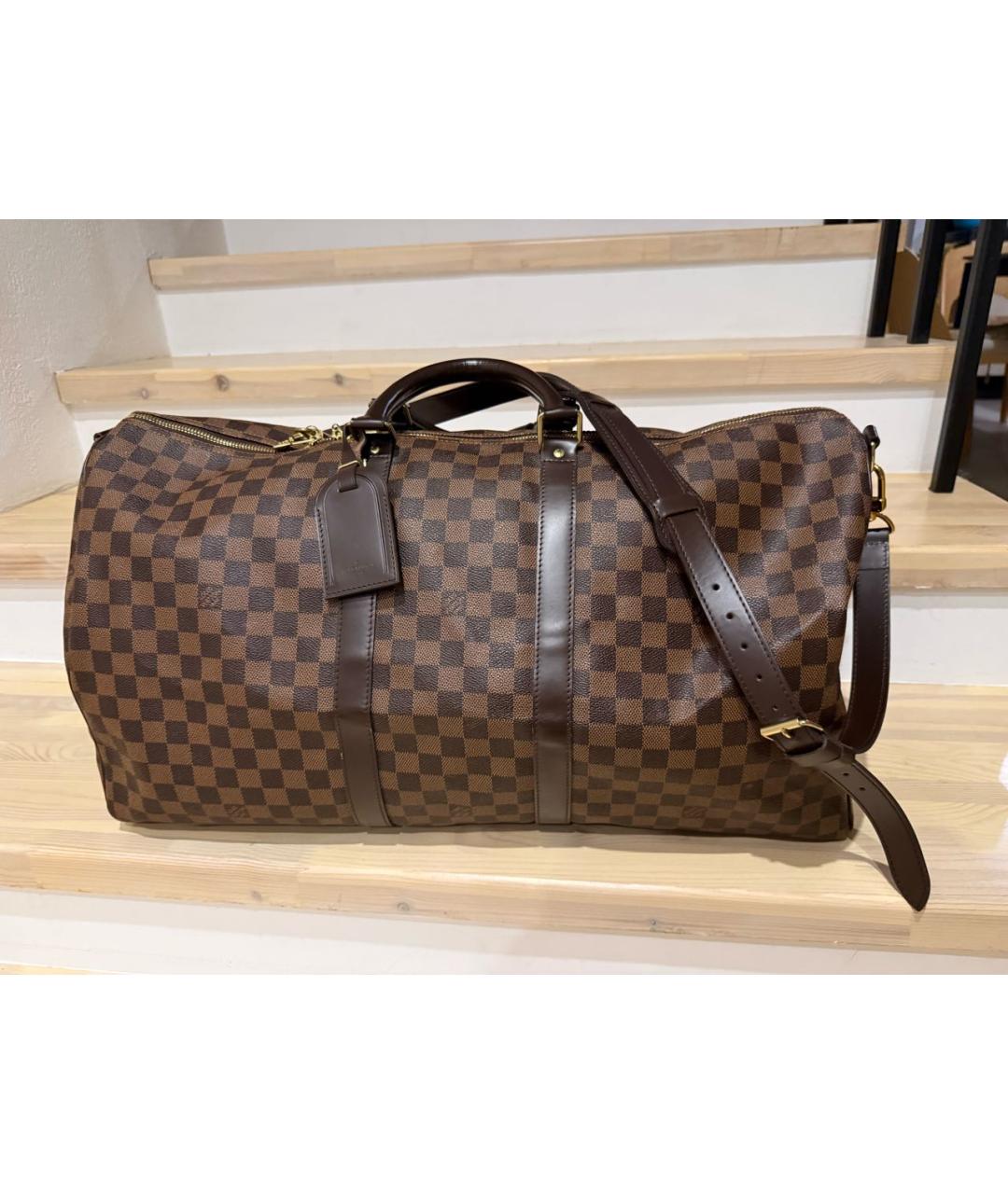 LOUIS VUITTON Коричневая дорожная/спортивная сумка из канвы, фото 8