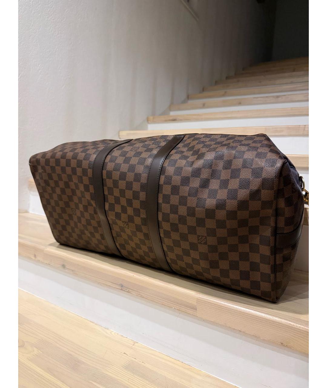 LOUIS VUITTON Коричневая дорожная/спортивная сумка из канвы, фото 3