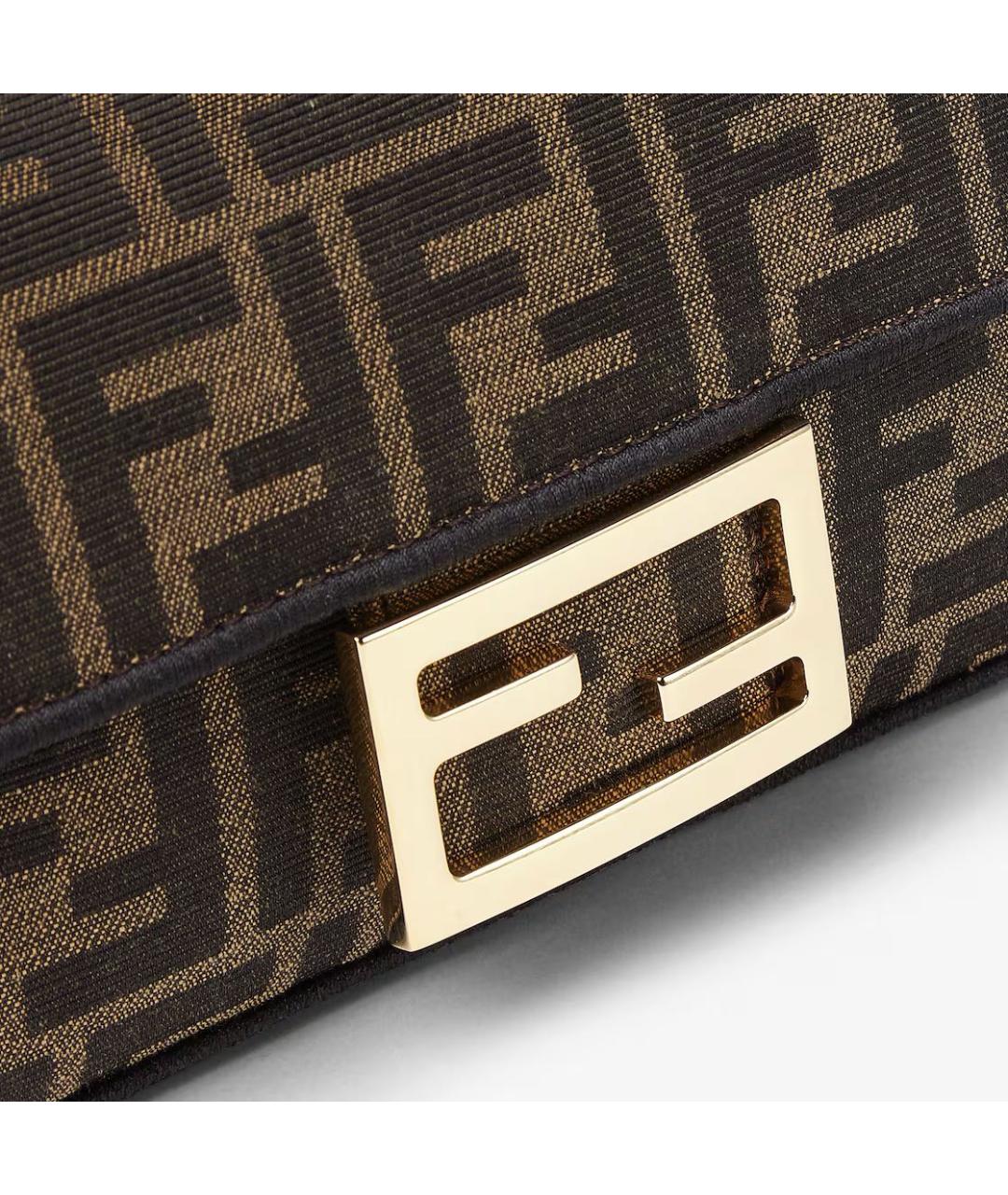 FENDI Коричневая жаккардовая сумка через плечо, фото 5
