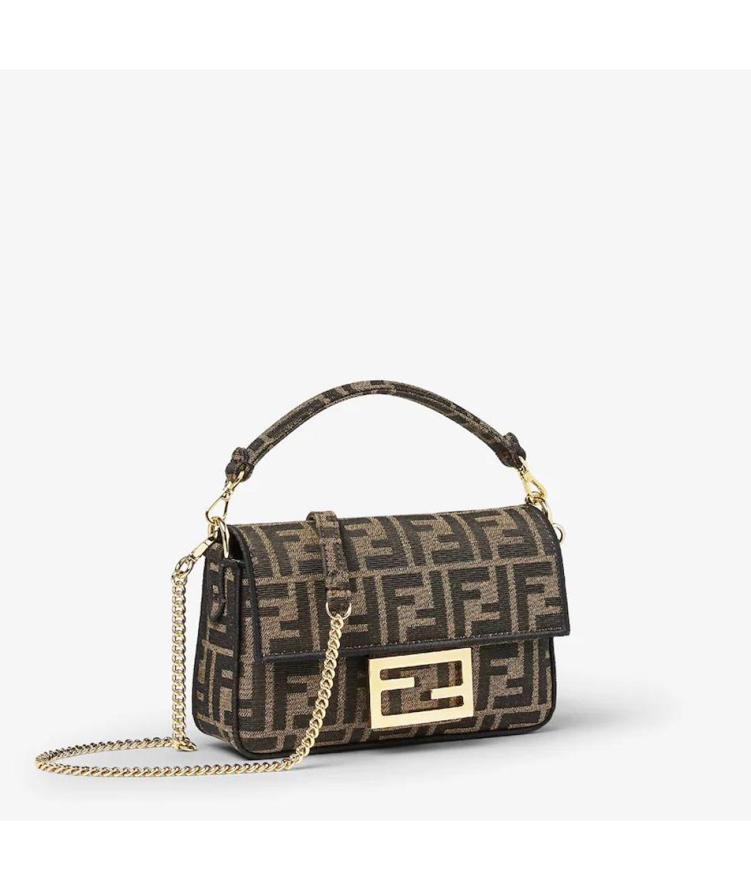 FENDI Коричневая жаккардовая сумка через плечо, фото 2