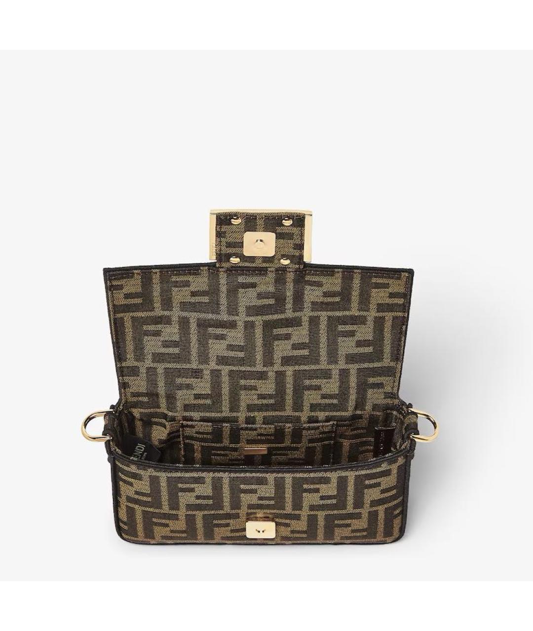 FENDI Коричневая жаккардовая сумка через плечо, фото 4