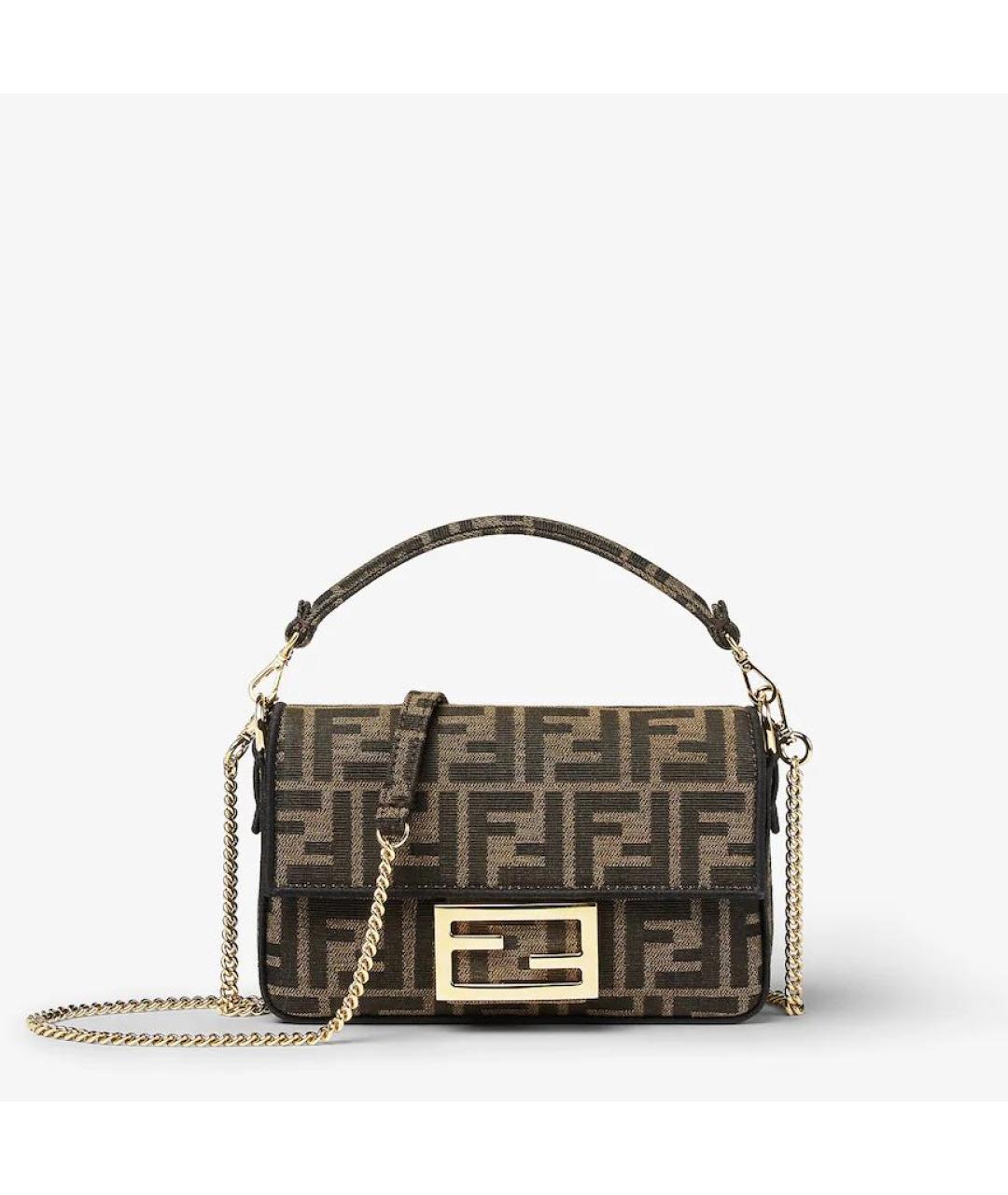 FENDI Коричневая жаккардовая сумка через плечо, фото 6