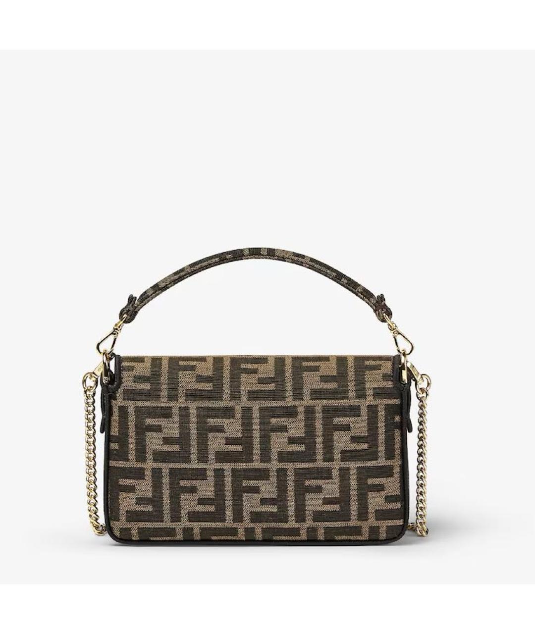 FENDI Коричневая жаккардовая сумка через плечо, фото 3