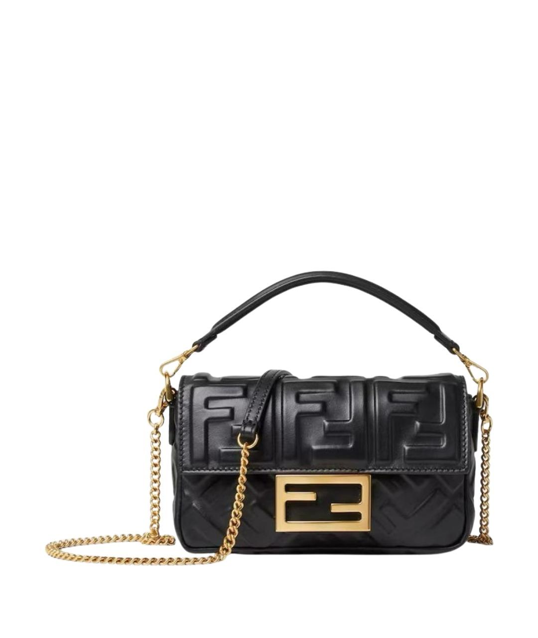 FENDI Черная кожаная сумка через плечо, фото 1
