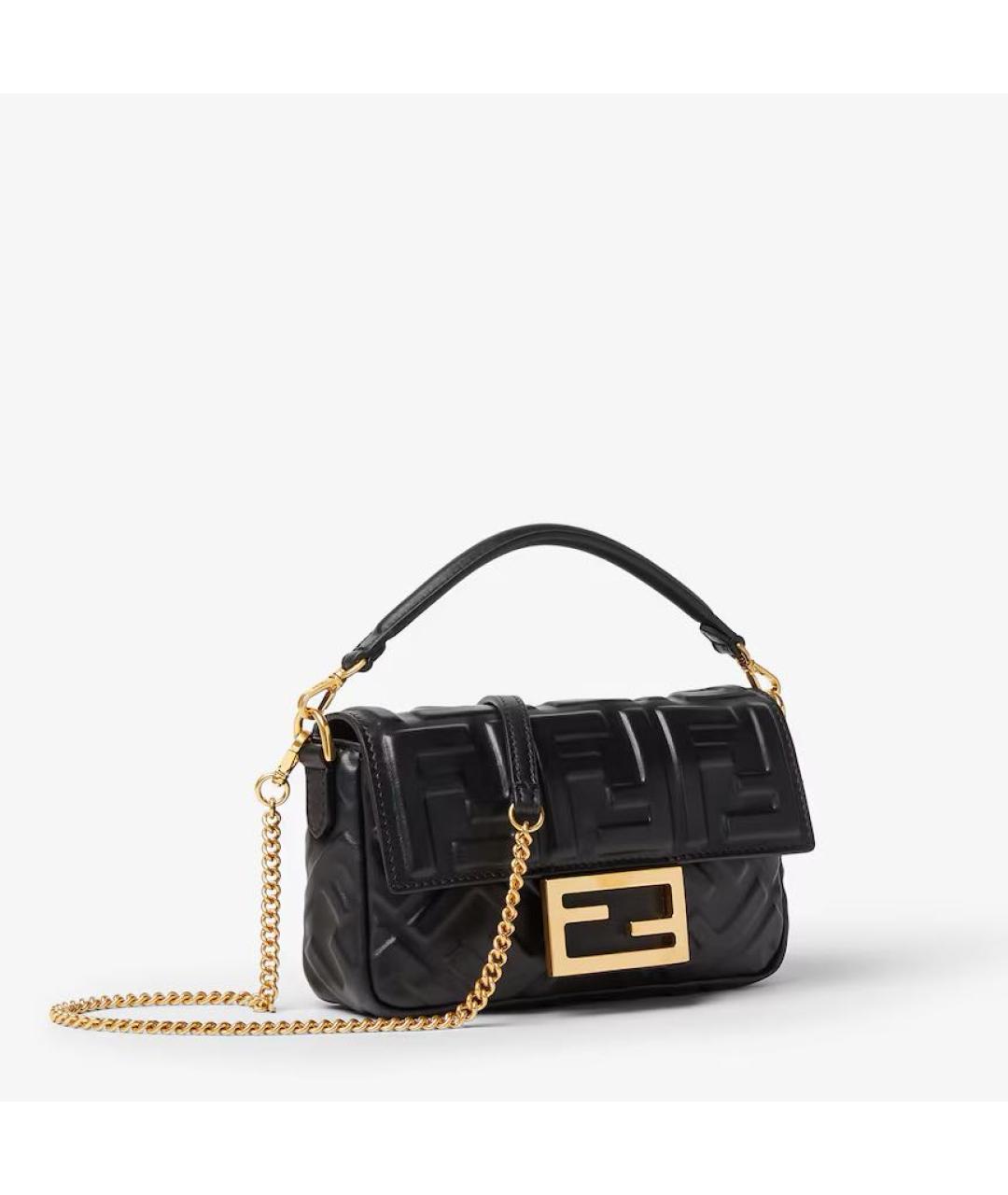 FENDI Черная кожаная сумка через плечо, фото 2