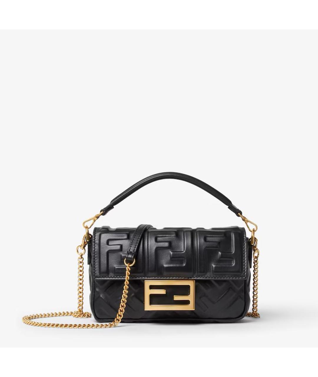FENDI Черная кожаная сумка через плечо, фото 5