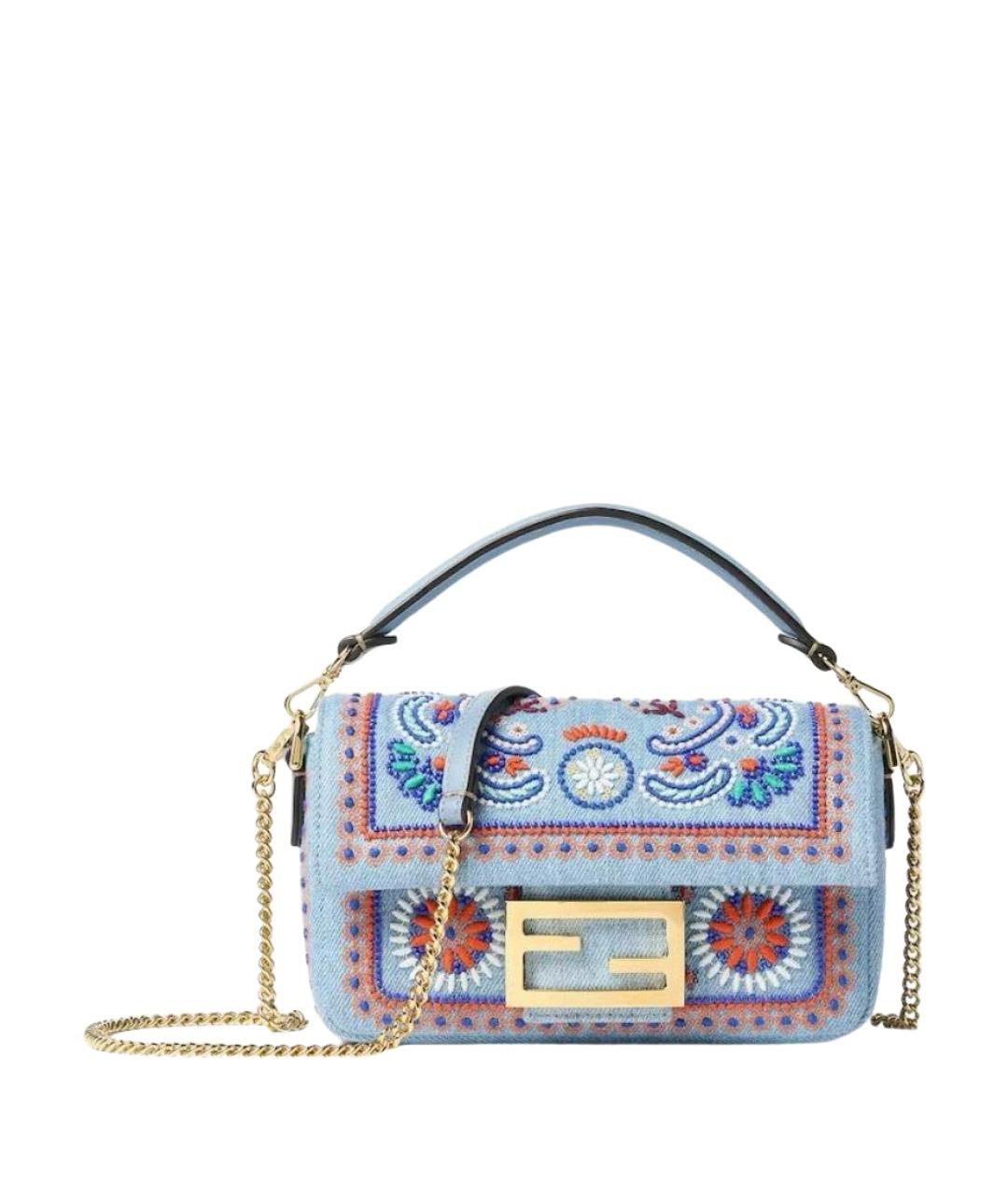FENDI Голубая деним сумка через плечо, фото 1