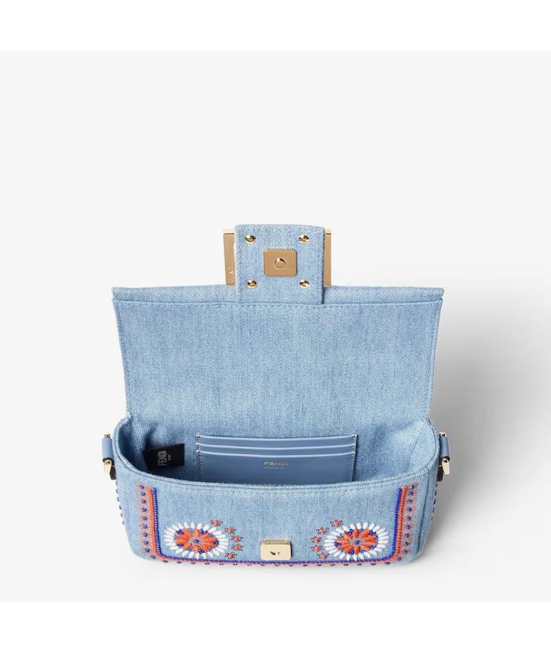 FENDI Голубая деним сумка через плечо, фото 4