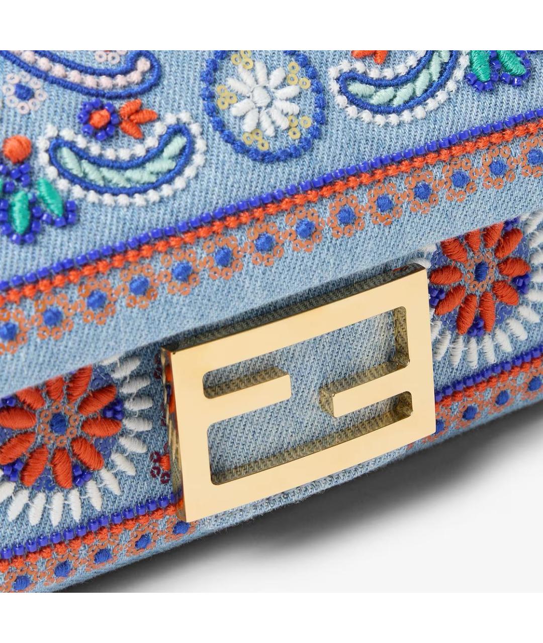 FENDI Голубая деним сумка через плечо, фото 5