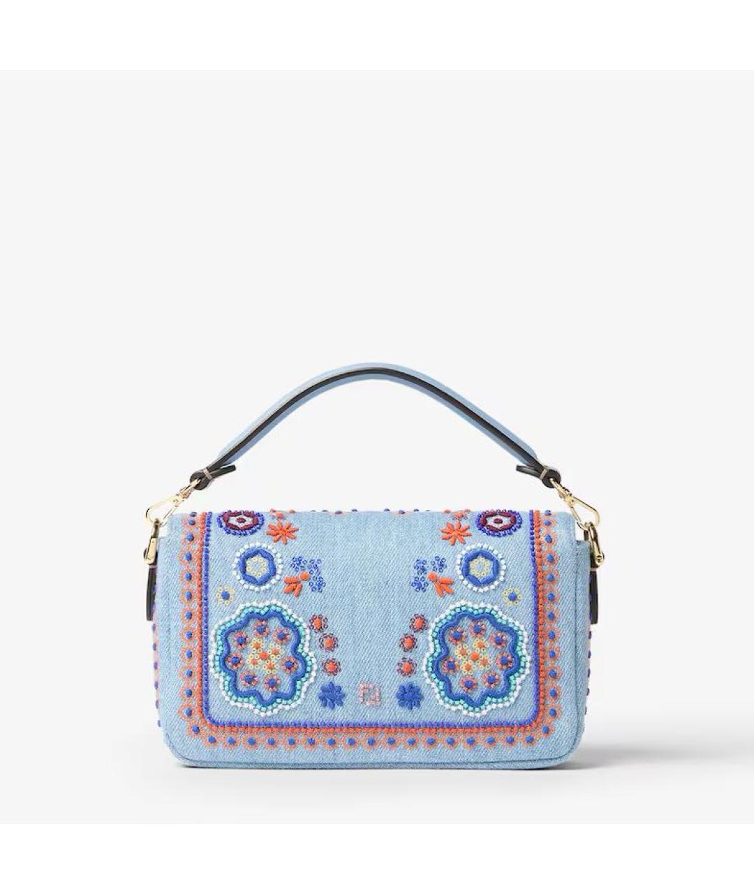 FENDI Голубая деним сумка через плечо, фото 3