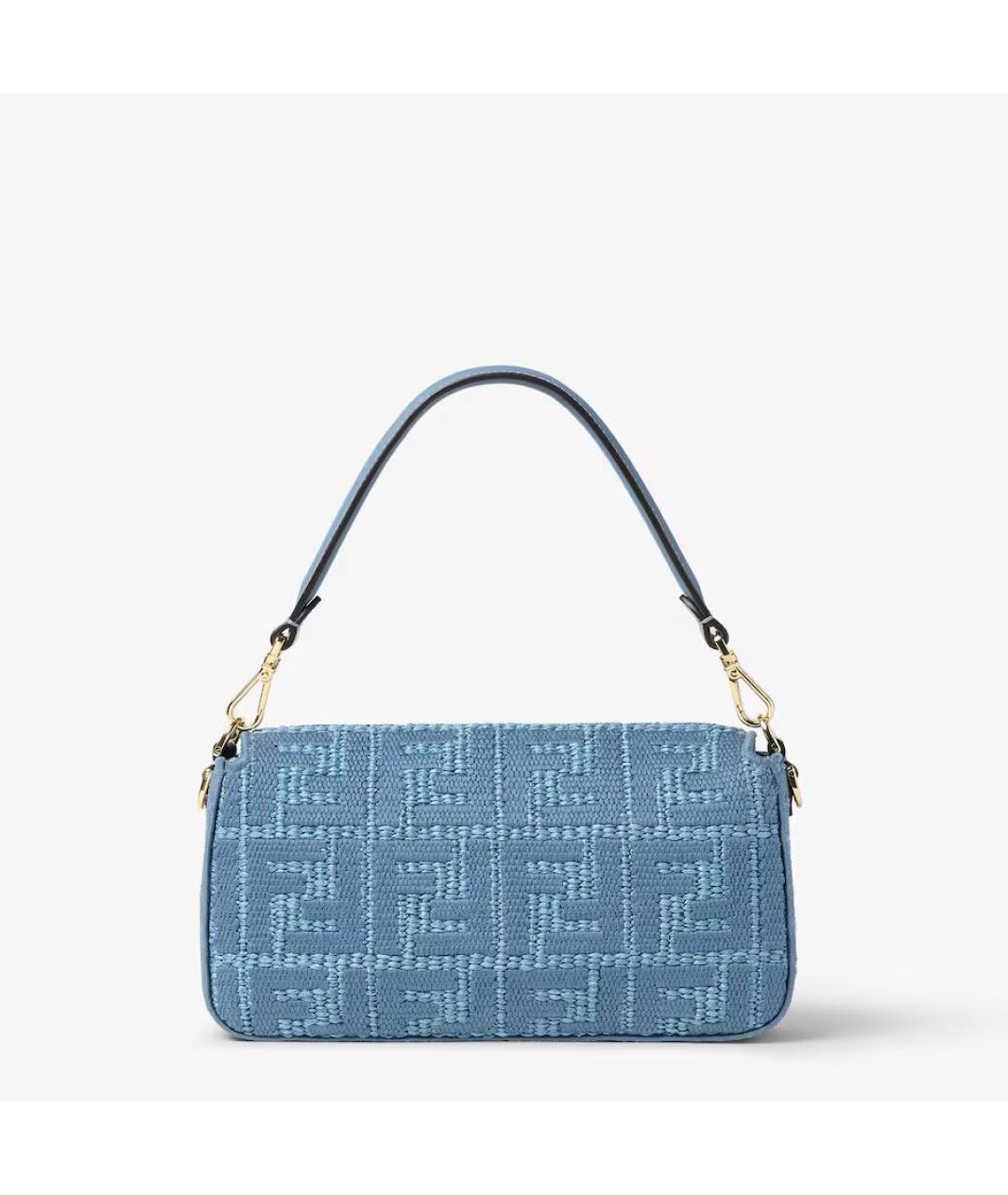 FENDI Голубая рафиевая сумка через плечо, фото 3