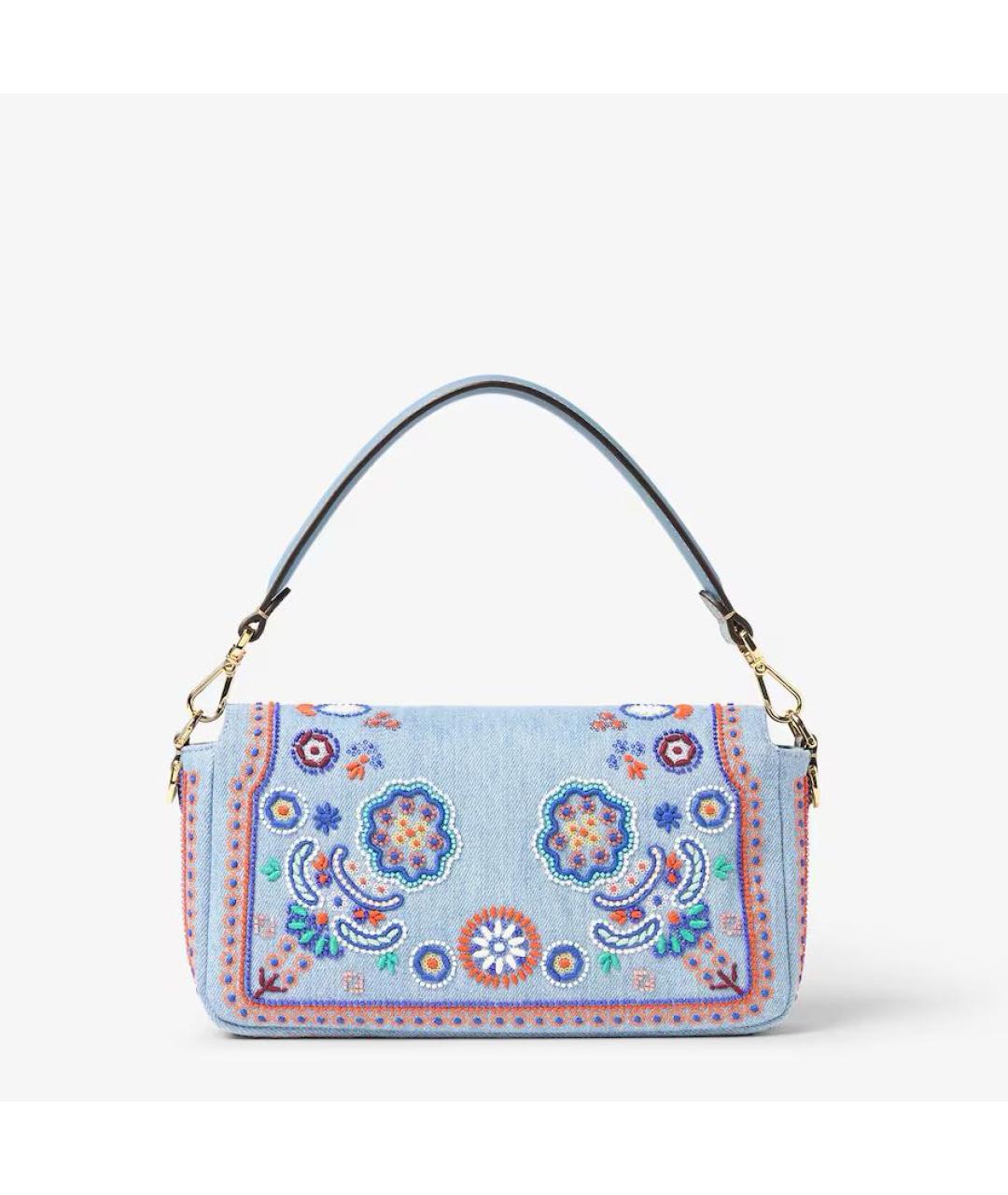 FENDI Голубая деним сумка через плечо, фото 3