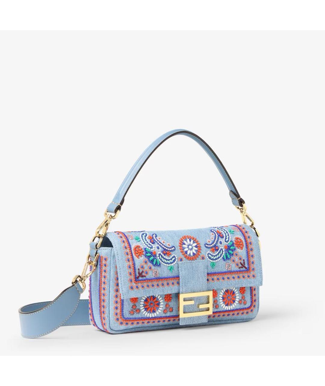 FENDI Голубая деним сумка через плечо, фото 2