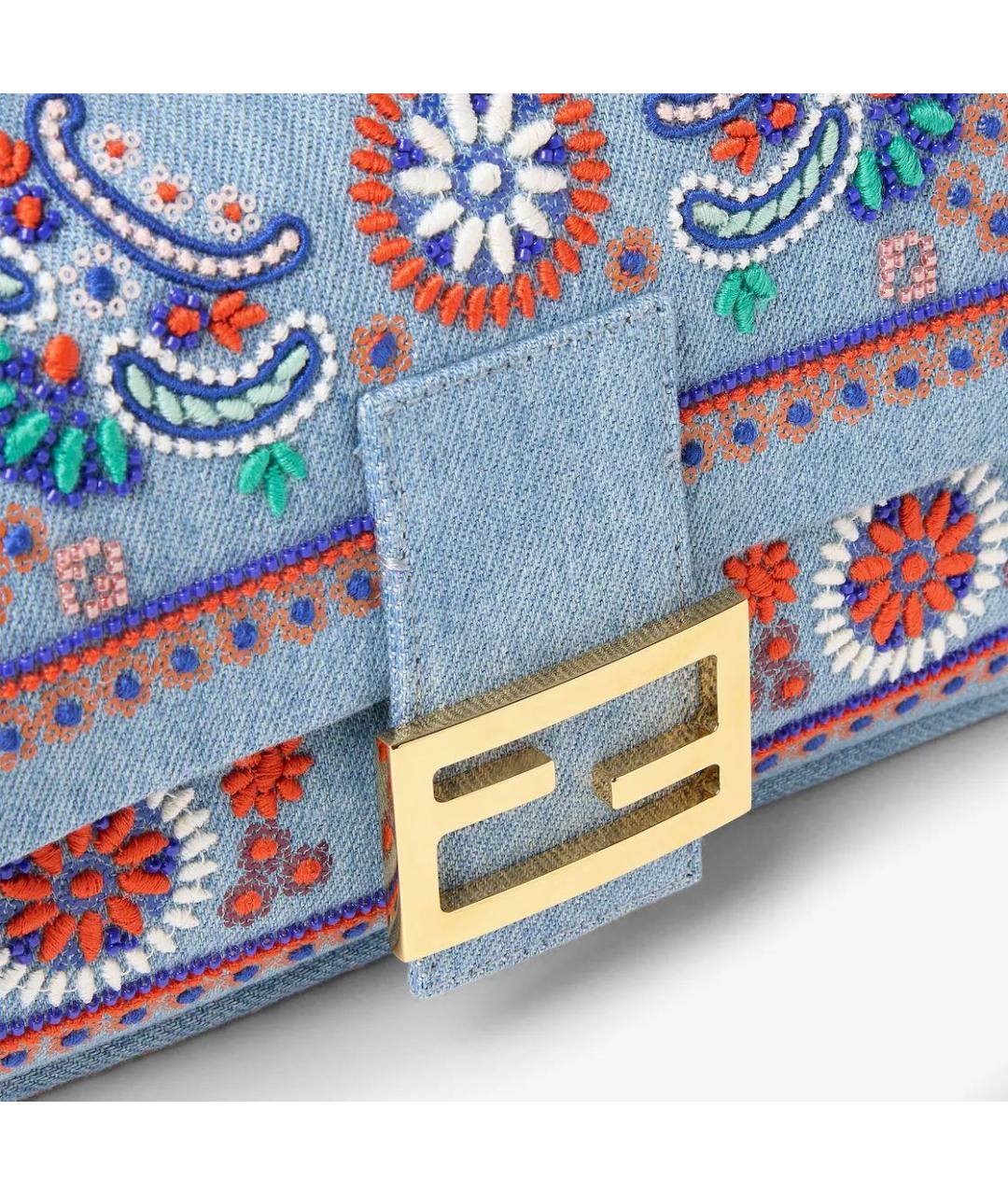 FENDI Голубая деним сумка через плечо, фото 5