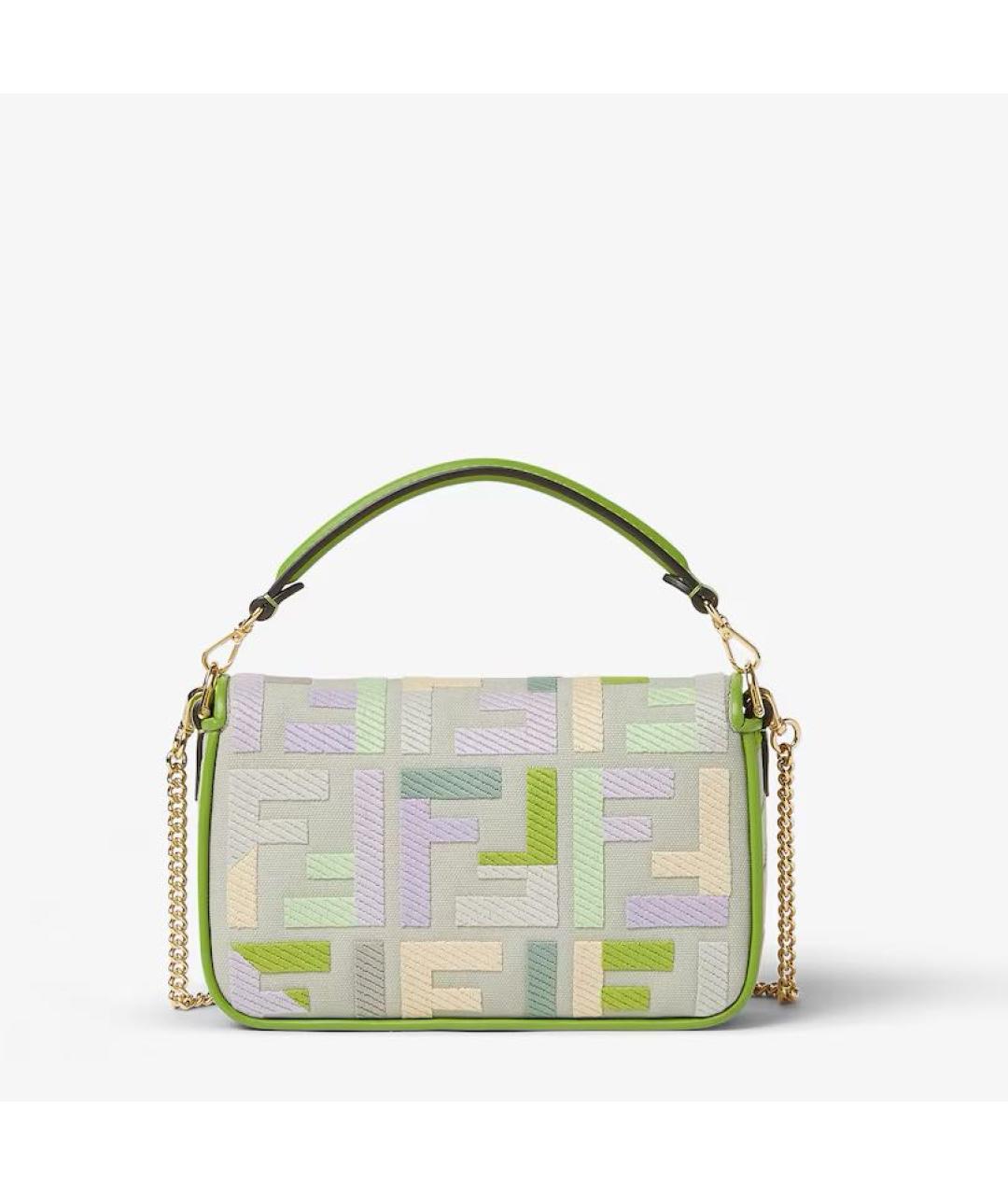 FENDI Зеленая сумка через плечо из канвы, фото 3