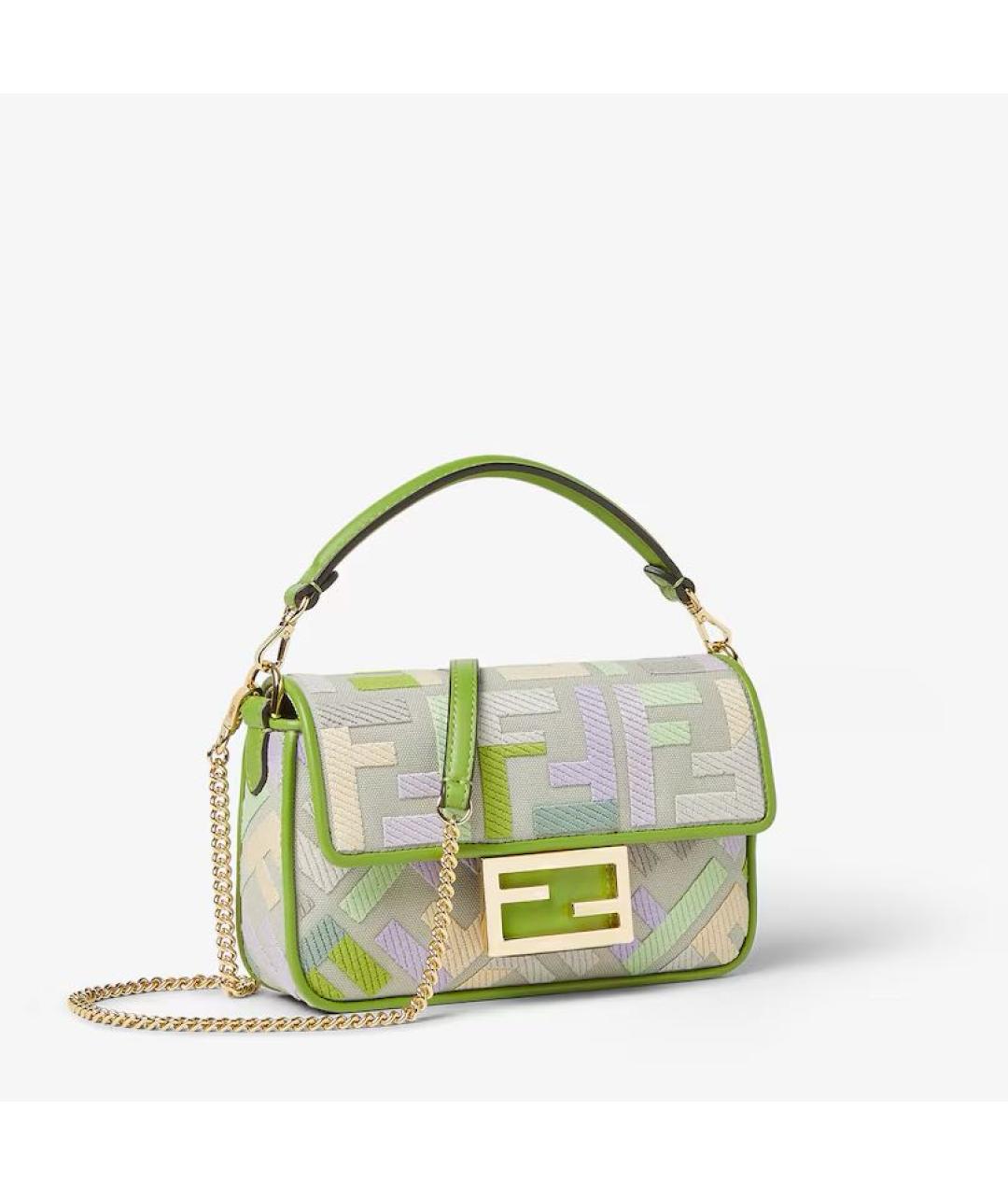 FENDI Зеленая сумка через плечо из канвы, фото 2