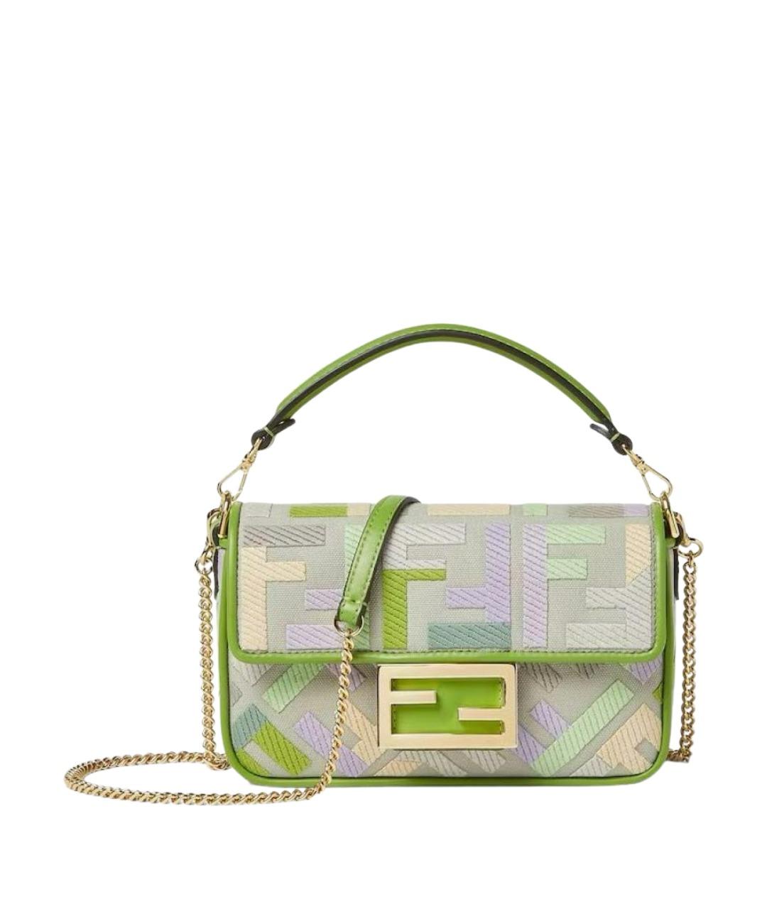 FENDI Зеленая сумка через плечо из канвы, фото 1