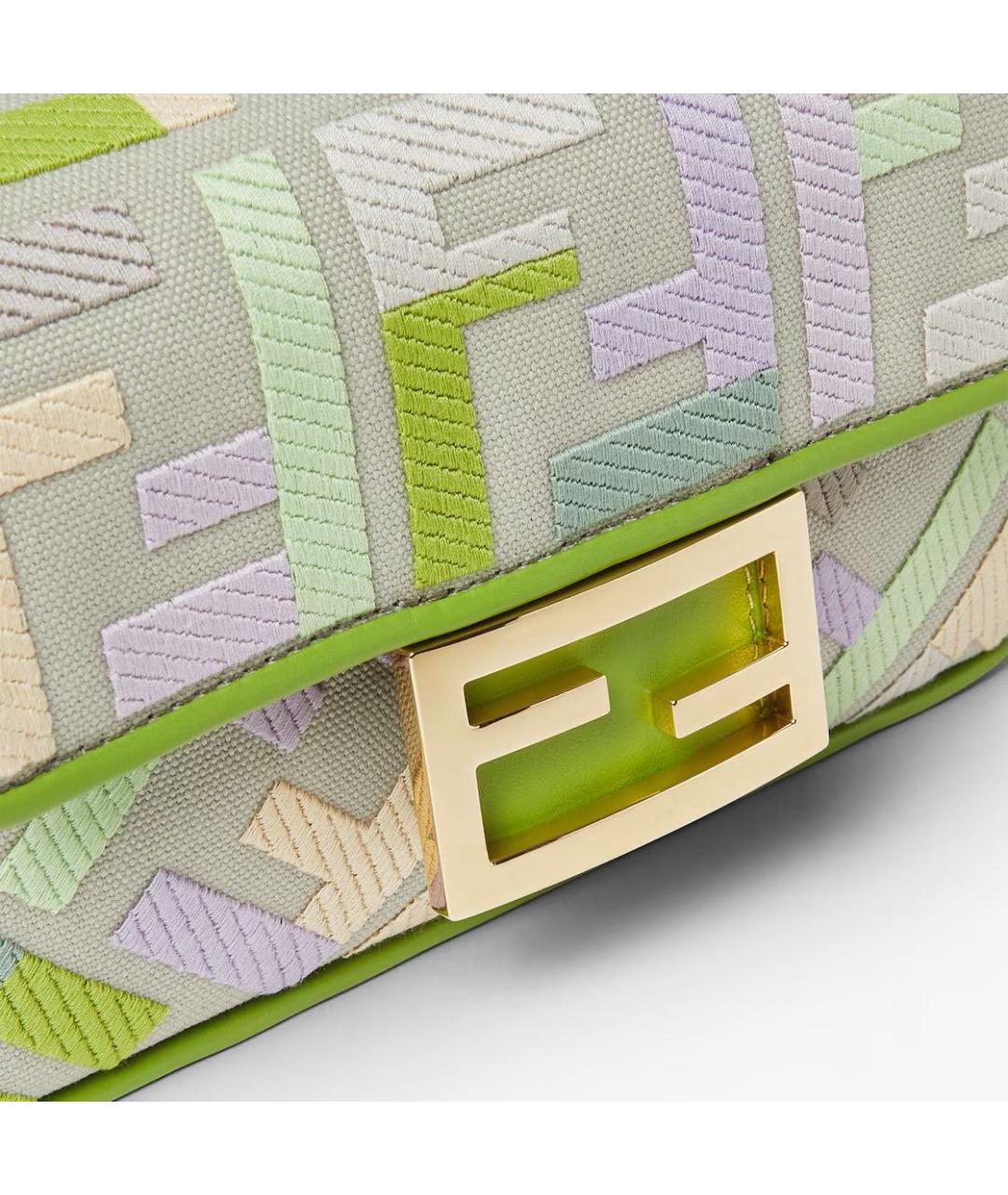 FENDI Зеленая сумка через плечо из канвы, фото 5