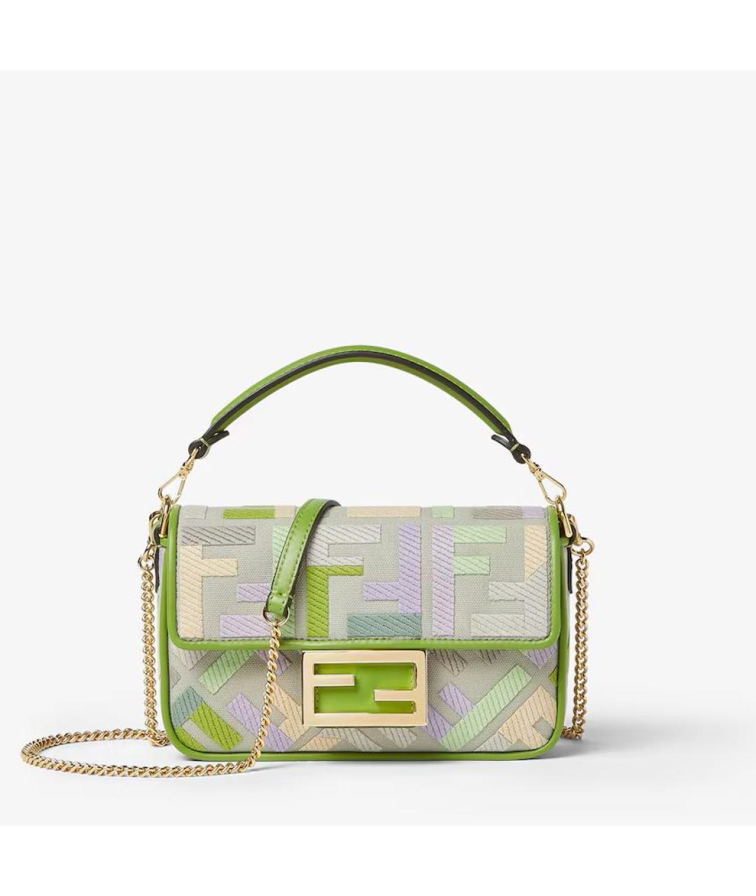 FENDI Зеленая сумка через плечо из канвы, фото 6