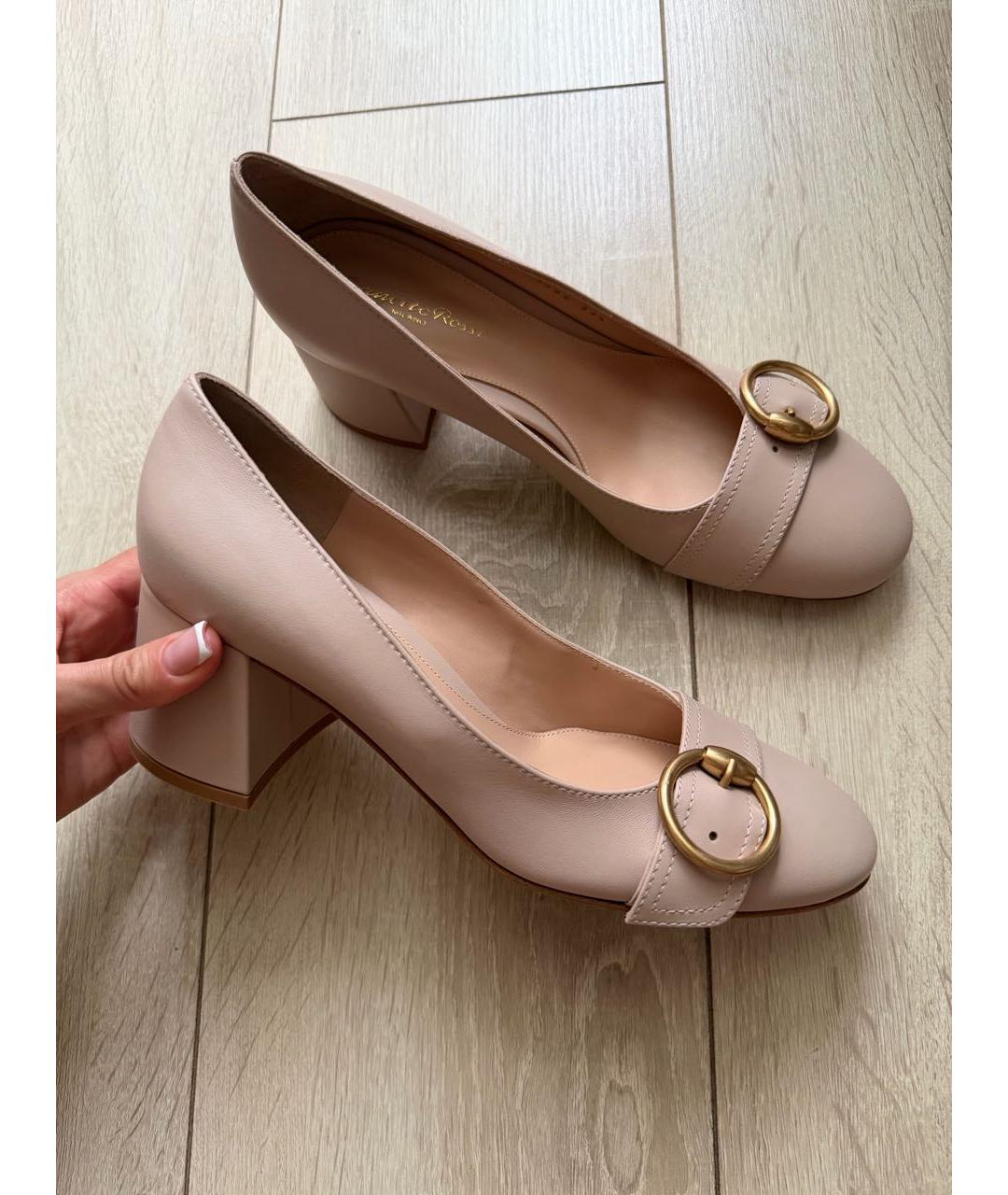 GIANVITO ROSSI Бежевые кожаные туфли, фото 9