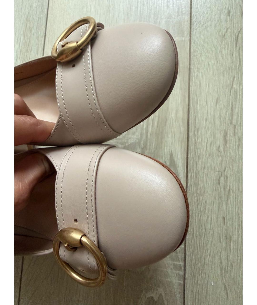 GIANVITO ROSSI Бежевые кожаные туфли, фото 3