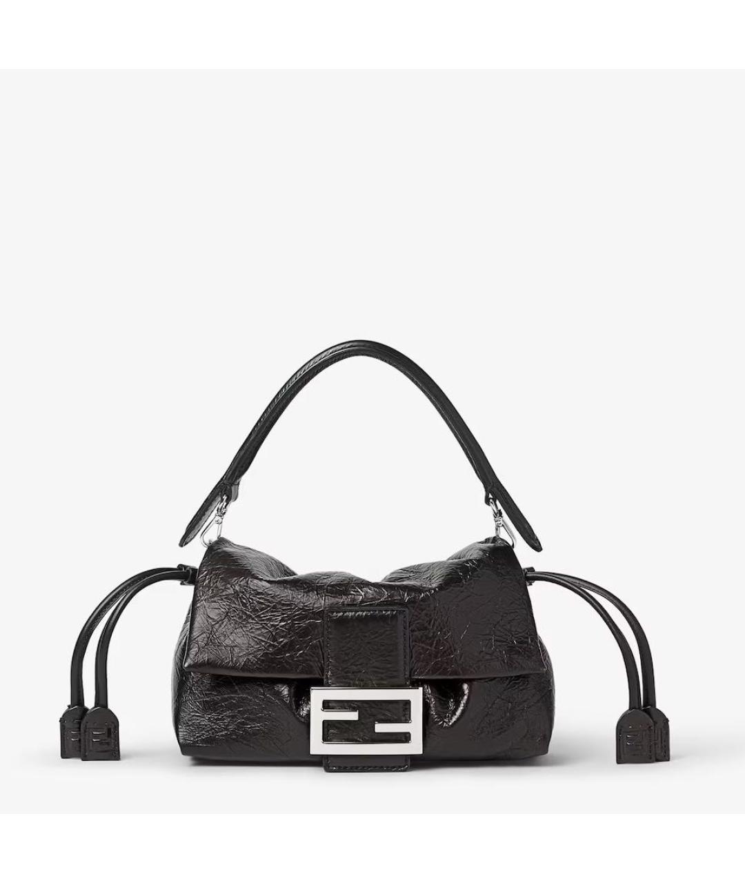 FENDI Черная кожаная сумка с короткими ручками, фото 6