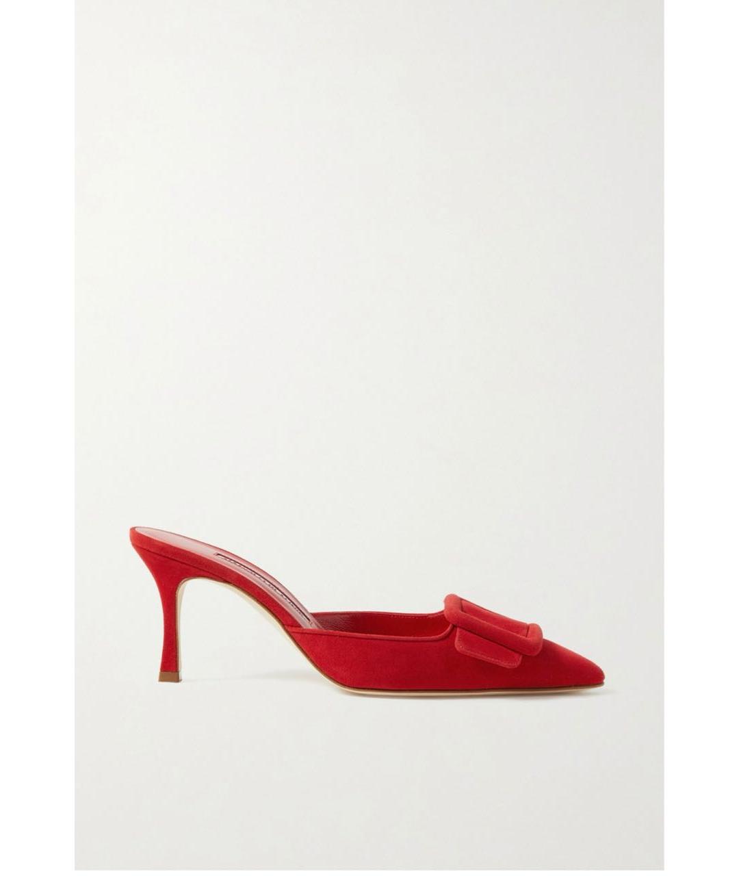 MANOLO BLAHNIK Красные замшевые мюли, фото 9