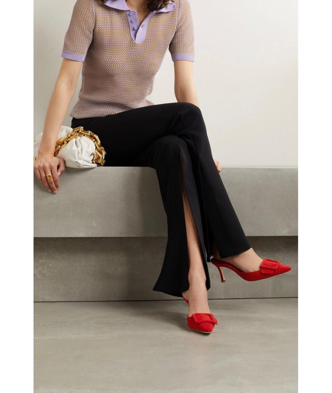 MANOLO BLAHNIK Красные замшевые мюли, фото 2