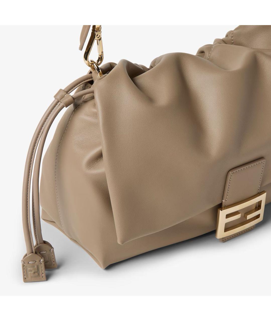 FENDI Бежевая кожаная сумка через плечо, фото 4
