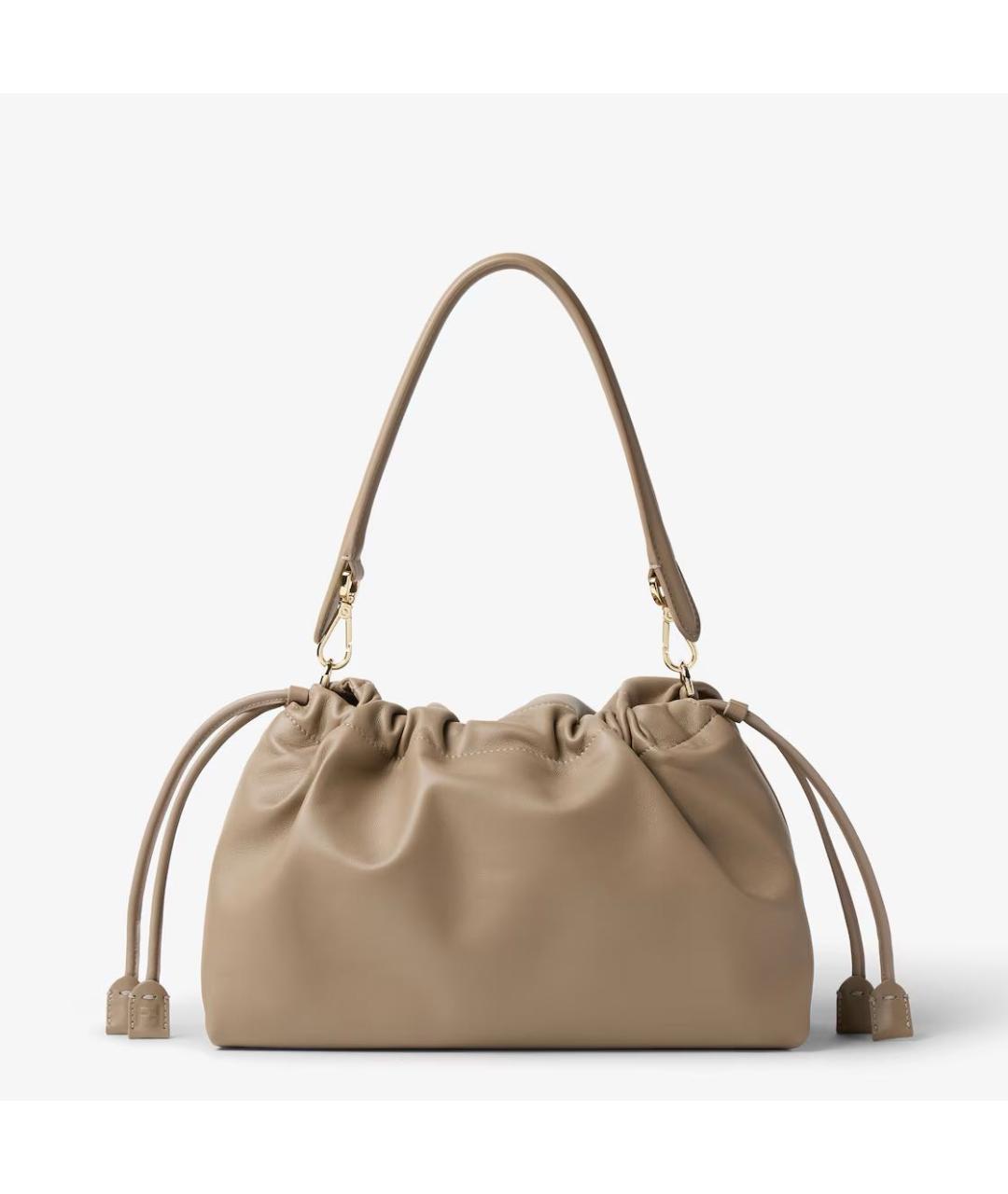 FENDI Бежевая кожаная сумка через плечо, фото 2