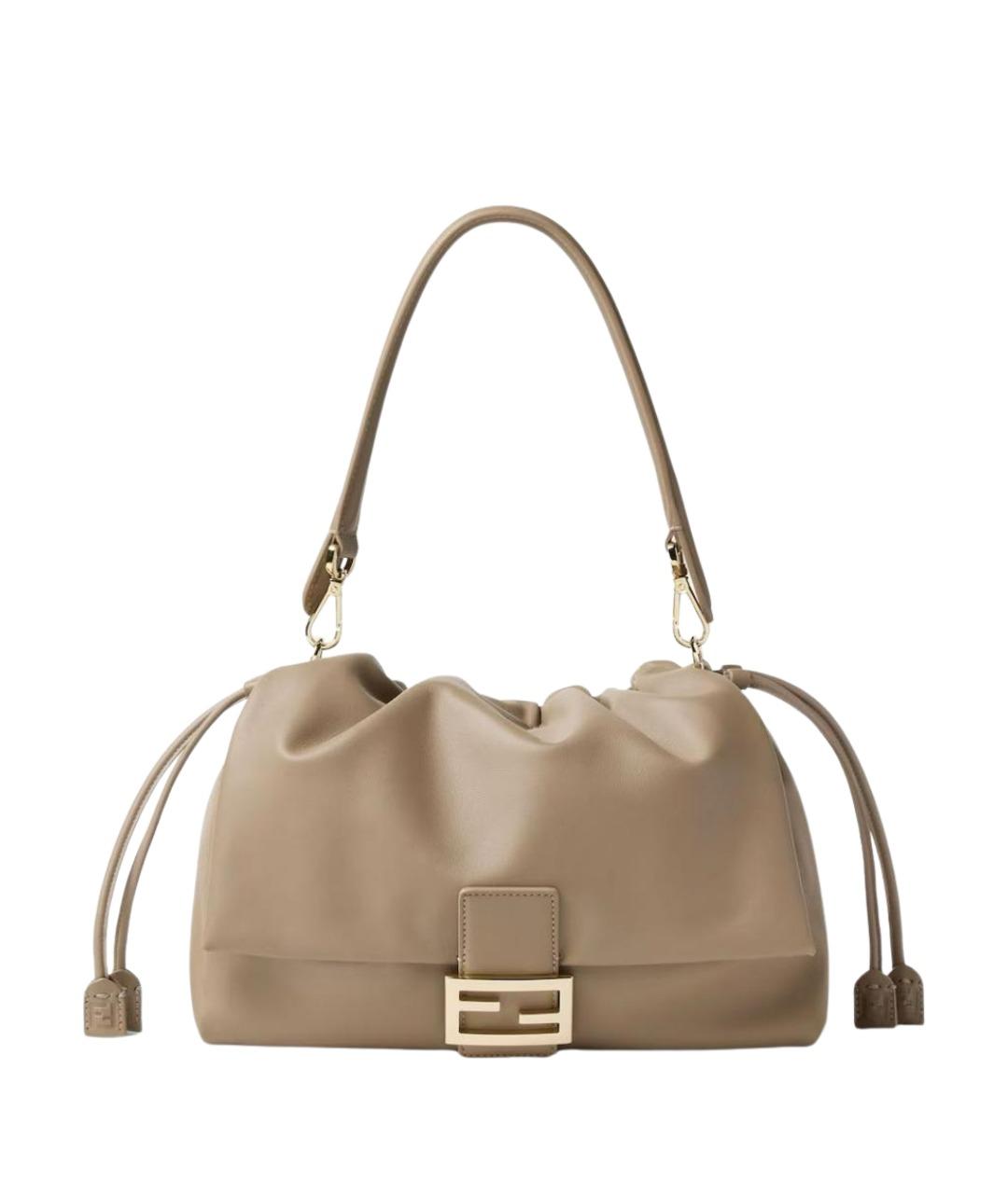 FENDI Бежевая кожаная сумка через плечо, фото 1