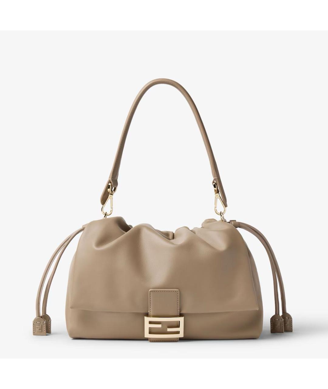 FENDI Бежевая кожаная сумка через плечо, фото 5