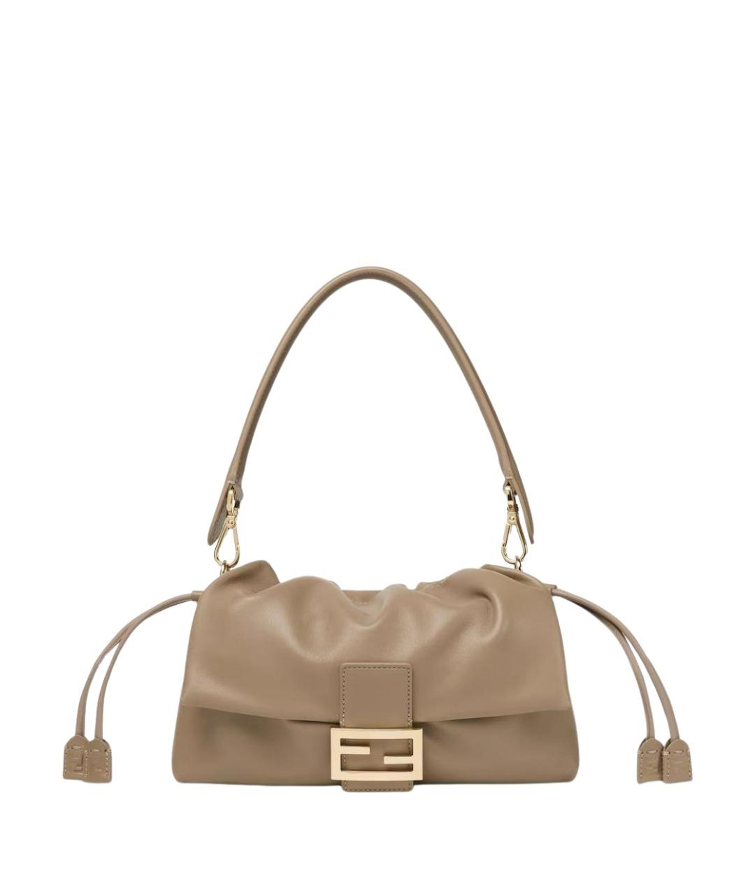 FENDI Бежевая кожаная сумка через плечо, фото 1