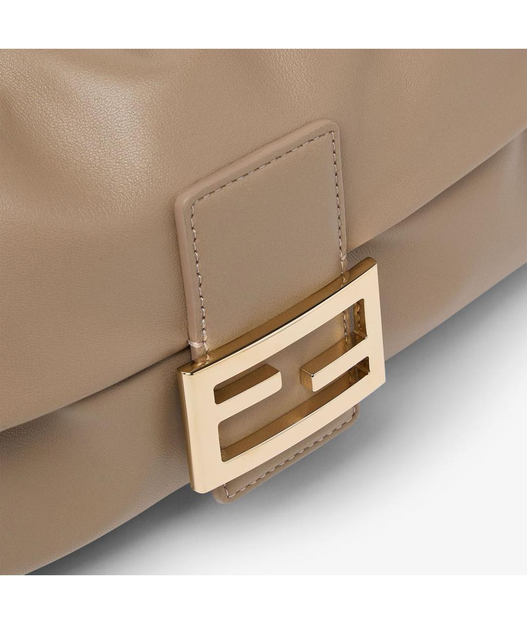 FENDI Бежевая кожаная сумка через плечо, фото 5