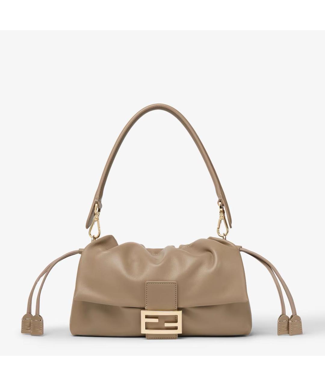 FENDI Бежевая кожаная сумка через плечо, фото 6