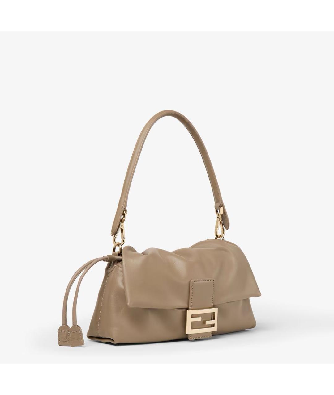 FENDI Бежевая кожаная сумка через плечо, фото 2
