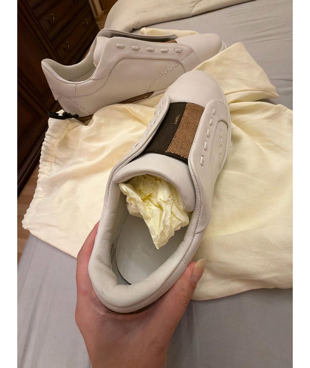 FENDI Белые кожаные низкие кроссовки / кеды, фото 6