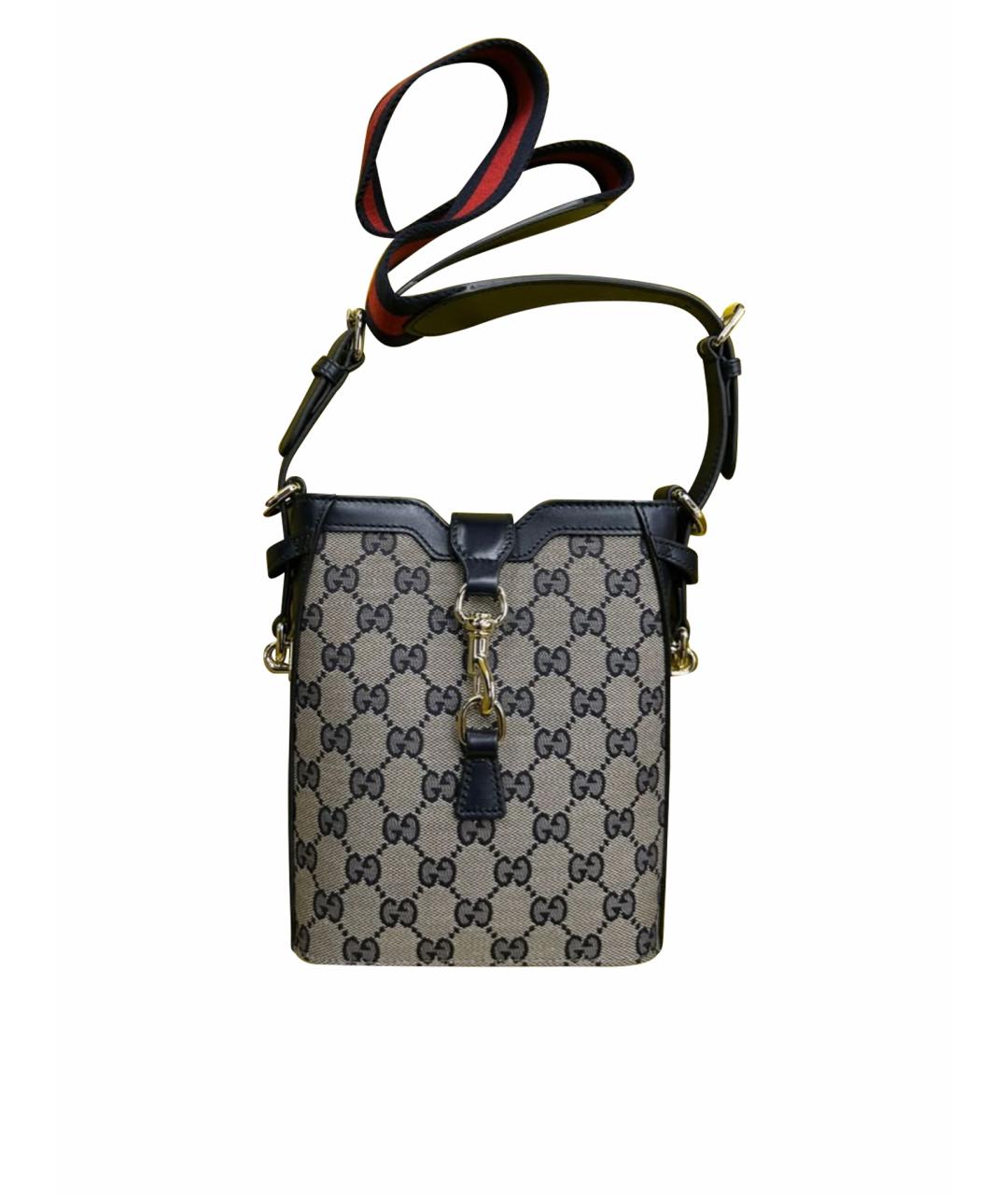 GUCCI Антрацитовая тканевая сумка через плечо, фото 1