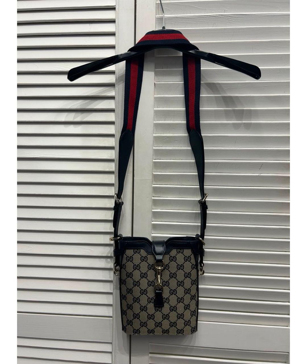 GUCCI Антрацитовая тканевая сумка через плечо, фото 5