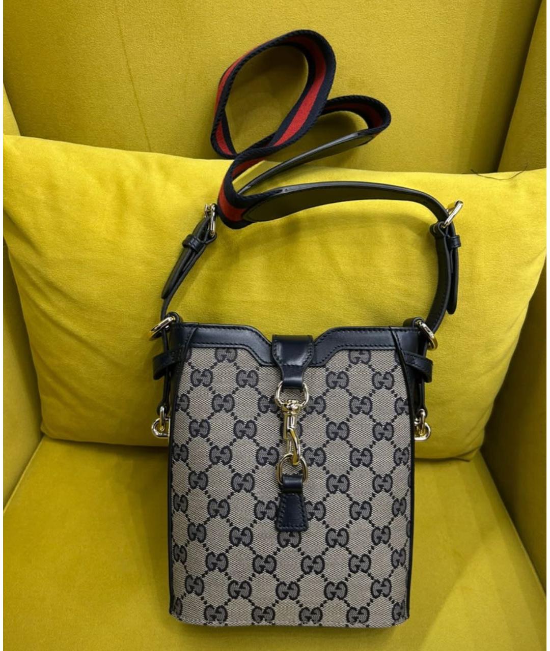 GUCCI Антрацитовая тканевая сумка через плечо, фото 3
