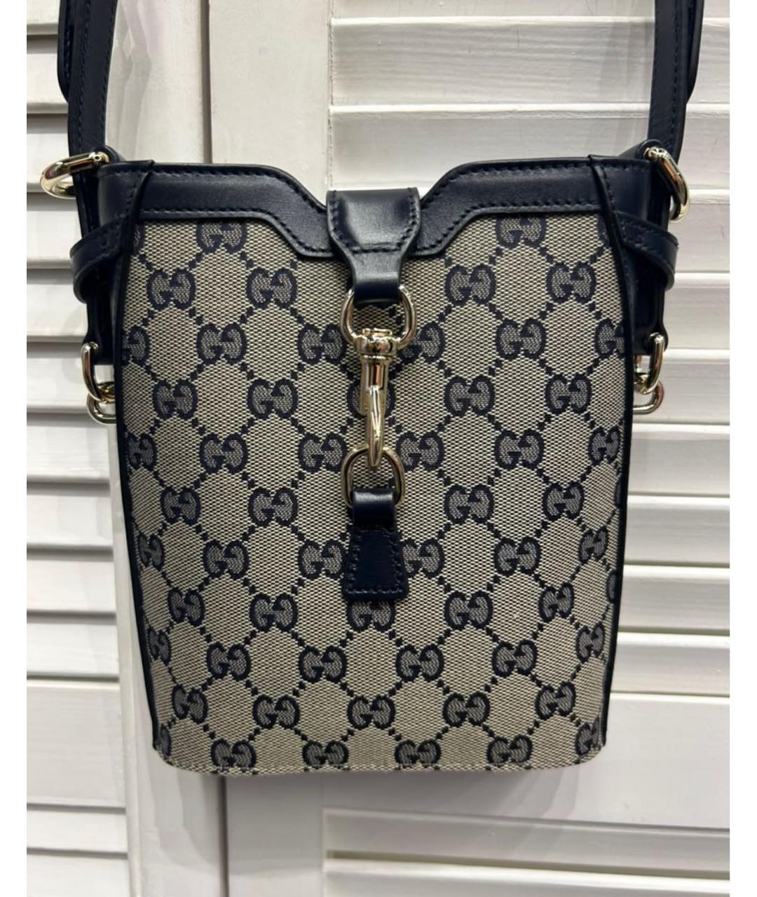 GUCCI Антрацитовая тканевая сумка через плечо, фото 2